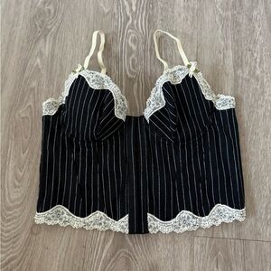 Urban Outfitters Black and White Lace Corset Top